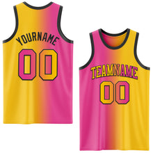 Load image into Gallery viewer, Custom Yellow Pink-Black Authentic Gradient Fashion Basketball Jersey
