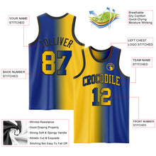 Load image into Gallery viewer, Custom Royal Yellow-Black Authentic Gradient Fashion Basketball Jersey
