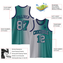 Load image into Gallery viewer, Custom Teal Gray-Navy Authentic Gradient Fashion Basketball Jersey
