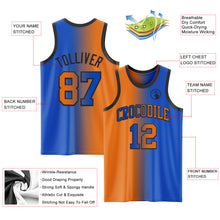 Load image into Gallery viewer, Custom Thunder Blue Bay Orange-Black Authentic Gradient Fashion Basketball Jersey
