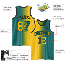 Load image into Gallery viewer, Custom Teal Yellow-Black Authentic Gradient Fashion Basketball Jersey
