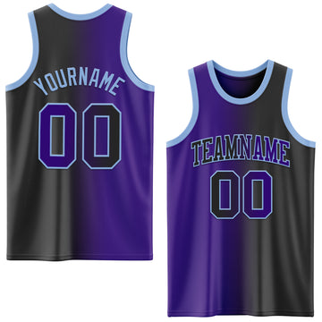 Custom Black Purple-Light Blue Authentic Gradient Fashion Basketball Jersey