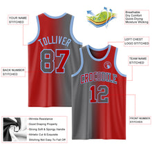 Load image into Gallery viewer, Custom Red Steel Gray-Light Blue Authentic Gradient Fashion Basketball Jersey
