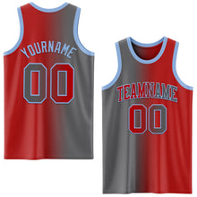 Load image into Gallery viewer, Custom Red Steel Gray-Light Blue Authentic Gradient Fashion Basketball Jersey
