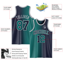 Load image into Gallery viewer, Custom Navy Teal-Gray Authentic Gradient Fashion Basketball Jersey
