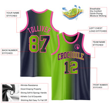 Load image into Gallery viewer, Custom Navy Neon Green-Pink Authentic Gradient Fashion Basketball Jersey
