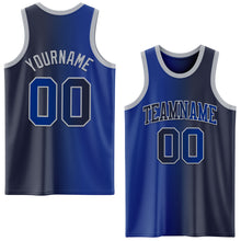 Load image into Gallery viewer, Custom Navy Royal-Gray Authentic Gradient Fashion Basketball Jersey
