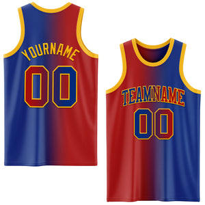 Custom Royal Red-Gold Authentic Gradient Fashion Basketball Jersey