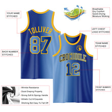 Load image into Gallery viewer, Custom Royal Light Blue-Gold Authentic Gradient Fashion Basketball Jersey
