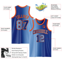 Load image into Gallery viewer, Custom Royal Light Blue-Orange Authentic Gradient Fashion Basketball Jersey
