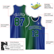 Load image into Gallery viewer, Custom Royal Kelly Green-Gray Authentic Gradient Fashion Basketball Jersey
