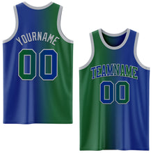 Load image into Gallery viewer, Custom Royal Kelly Green-Gray Authentic Gradient Fashion Basketball Jersey
