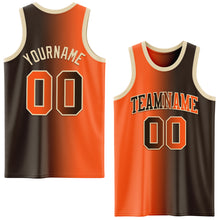 Load image into Gallery viewer, Custom Brown Orange-Cream Authentic Gradient Fashion Basketball Jersey
