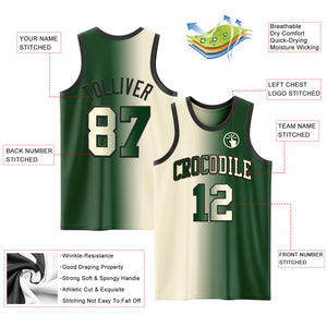 Custom Green Cream-Black Authentic Gradient Fashion Basketball Jersey