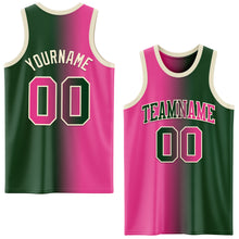 Load image into Gallery viewer, Custom Green Pink-Cream Authentic Gradient Fashion Basketball Jersey
