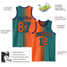 Load image into Gallery viewer, Custom Teal Orange-Navy Authentic Gradient Fashion Basketball Jersey
