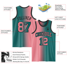 Load image into Gallery viewer, Custom Teal Medium Pink-Black Authentic Gradient Fashion Basketball Jersey
