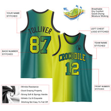 Load image into Gallery viewer, Custom Teal Neon Yellow-Black Authentic Gradient Fashion Basketball Jersey
