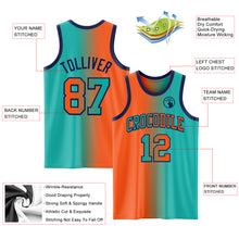 Load image into Gallery viewer, Custom Aqua Orange-Navy Authentic Gradient Fashion Basketball Jersey
