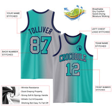 Load image into Gallery viewer, Custom Aqua Gray-Navy Authentic Gradient Fashion Basketball Jersey
