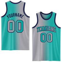 Load image into Gallery viewer, Custom Aqua Gray-Navy Authentic Gradient Fashion Basketball Jersey
