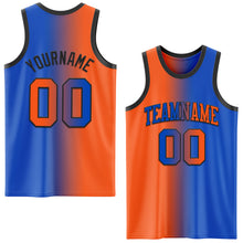 Load image into Gallery viewer, Custom Thunder Blue Orange-Black Authentic Gradient Fashion Basketball Jersey
