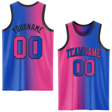 Load image into Gallery viewer, Custom Thunder Blue Pink-Black Authentic Gradient Fashion Basketball Jersey
