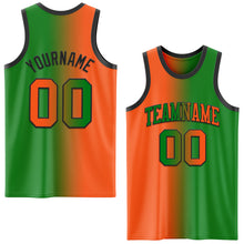 Load image into Gallery viewer, Custom Grass Green Orange-Black Authentic Gradient Fashion Basketball Jersey
