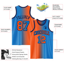 Load image into Gallery viewer, Custom Powder Blue Orange-Navy Authentic Gradient Fashion Basketball Jersey
