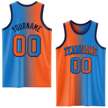 Load image into Gallery viewer, Custom Powder Blue Orange-Navy Authentic Gradient Fashion Basketball Jersey
