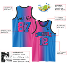 Load image into Gallery viewer, Custom Powder Blue Pink-Black Authentic Gradient Fashion Basketball Jersey
