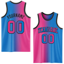 Load image into Gallery viewer, Custom Powder Blue Pink-Black Authentic Gradient Fashion Basketball Jersey
