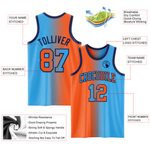 Load image into Gallery viewer, Custom Sky Blue Orange-Navy Authentic Gradient Fashion Basketball Jersey
