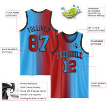 Load image into Gallery viewer, Custom Sky Blue Red-Black Authentic Gradient Fashion Basketball Jersey
