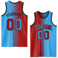 Load image into Gallery viewer, Custom Sky Blue Red-Black Authentic Gradient Fashion Basketball Jersey
