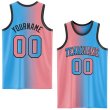 Load image into Gallery viewer, Custom Sky Blue Medium Pink-Black Authentic Gradient Fashion Basketball Jersey
