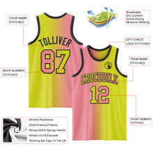 Load image into Gallery viewer, Custom Neon Yellow Medium Pink-Black Authentic Gradient Fashion Basketball Jersey
