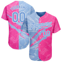 Load image into Gallery viewer, Custom Graffiti Pattern Light Blue-Pink 3D Scratch Authentic Baseball Jersey
