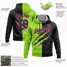 Load image into Gallery viewer, Custom Stitched Graffiti Pattern Black Neon Green-Pink 3D Scratch Sports Pullover Sweatshirt Hoodie
