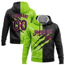 Load image into Gallery viewer, Custom Stitched Graffiti Pattern Black Neon Green-Pink 3D Scratch Sports Pullover Sweatshirt Hoodie
