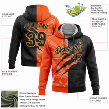 Load image into Gallery viewer, Custom Stitched Graffiti Pattern Black Orange-Old Gold 3D Scratch Sports Pullover Sweatshirt Hoodie
