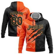 Load image into Gallery viewer, Custom Stitched Graffiti Pattern Black Orange-Old Gold 3D Scratch Sports Pullover Sweatshirt Hoodie
