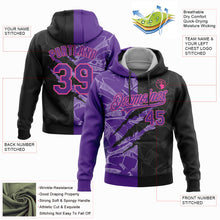 Load image into Gallery viewer, Custom Stitched Graffiti Pattern Black Purple-Pink 3D Scratch Sports Pullover Sweatshirt Hoodie
