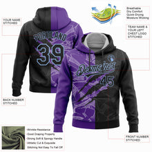 Load image into Gallery viewer, Custom Stitched Graffiti Pattern Black Purple-Light Blue 3D Scratch Sports Pullover Sweatshirt Hoodie
