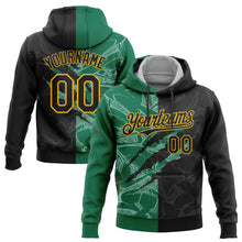 Load image into Gallery viewer, Custom Stitched Graffiti Pattern Black Kelly Green-Gold 3D Scratch Sports Pullover Sweatshirt Hoodie
