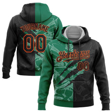 Load image into Gallery viewer, Custom Stitched Graffiti Pattern Black Kelly Green-Orange 3D Scratch Sports Pullover Sweatshirt Hoodie
