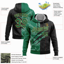 Load image into Gallery viewer, Custom Stitched Graffiti Pattern Black Kelly Green-Old Gold 3D Scratch Sports Pullover Sweatshirt Hoodie
