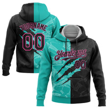 Load image into Gallery viewer, Custom Stitched Graffiti Pattern Black Aqua-Pink 3D Scratch Sports Pullover Sweatshirt Hoodie
