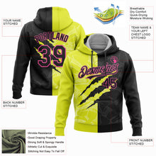 Load image into Gallery viewer, Custom Stitched Graffiti Pattern Black Neon Yellow-Pink 3D Scratch Sports Pullover Sweatshirt Hoodie
