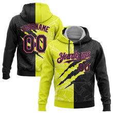 Load image into Gallery viewer, Custom Stitched Graffiti Pattern Black Neon Yellow-Pink 3D Scratch Sports Pullover Sweatshirt Hoodie
